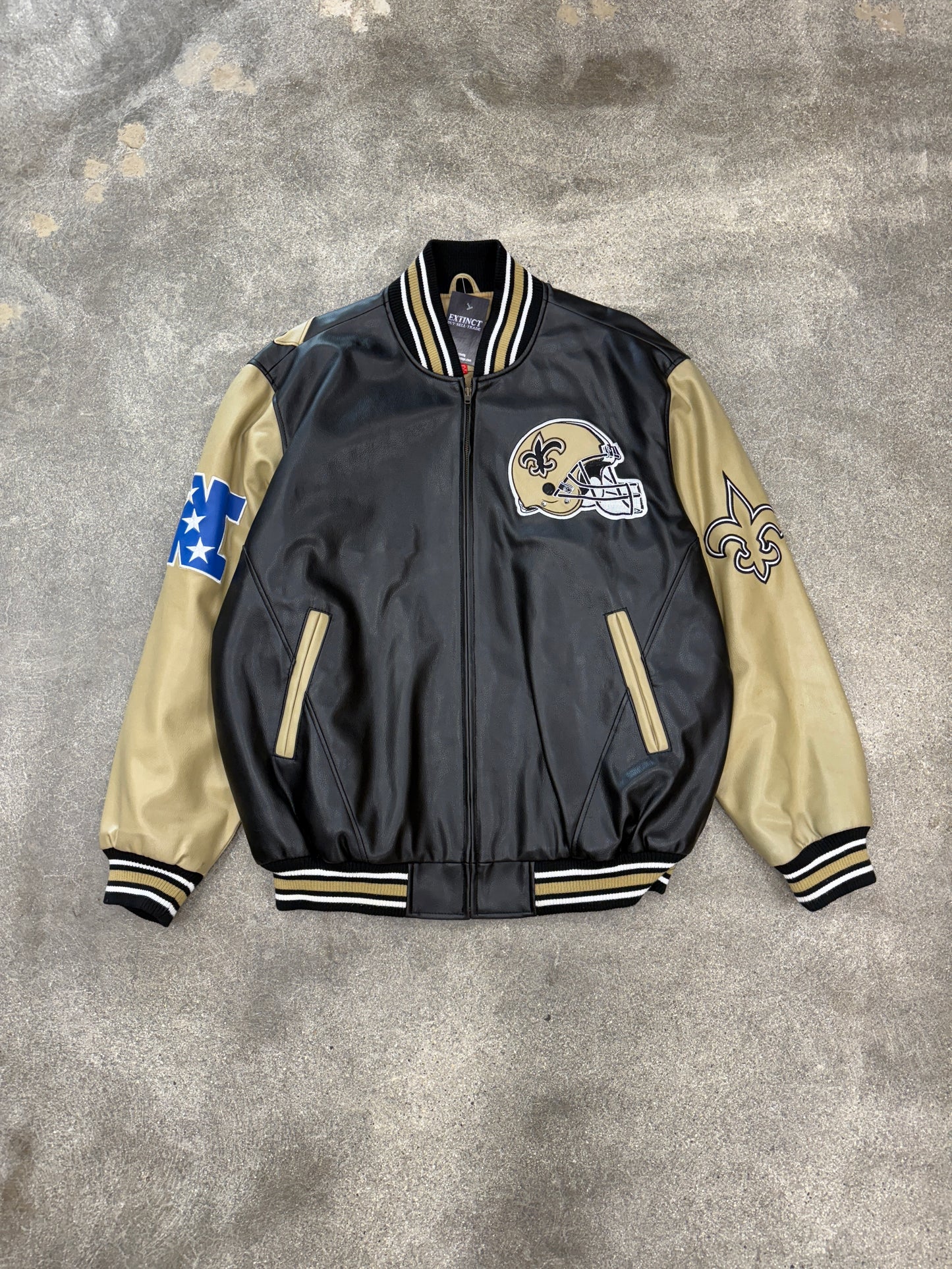 (XL) Vintage NFL Saints Leather Jacket