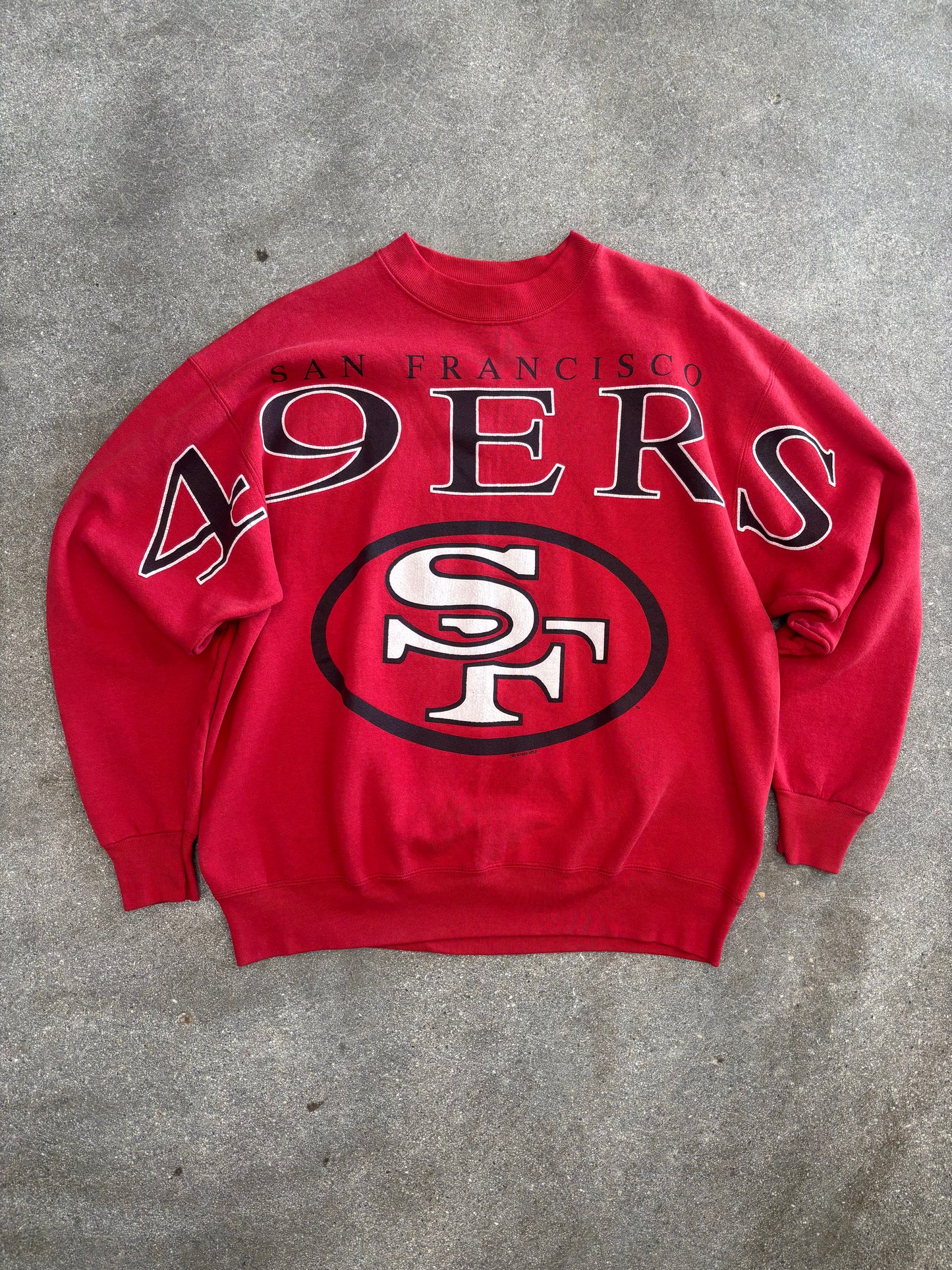 (L) Vintage 90s San Francisco 49ers Spellout Red Crewneck