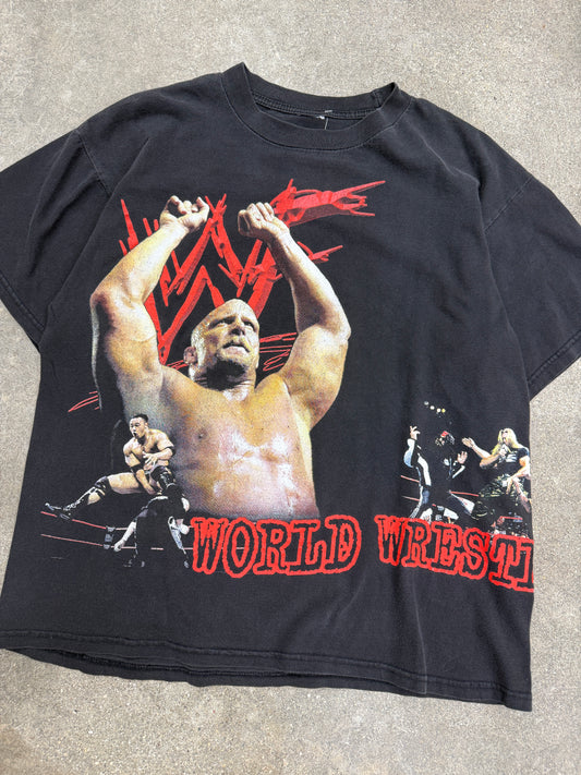 (M) Vintage WWF Stone Cold, The Rock, Undertaker, Kane Wrap Around AOP Tee Shirt
