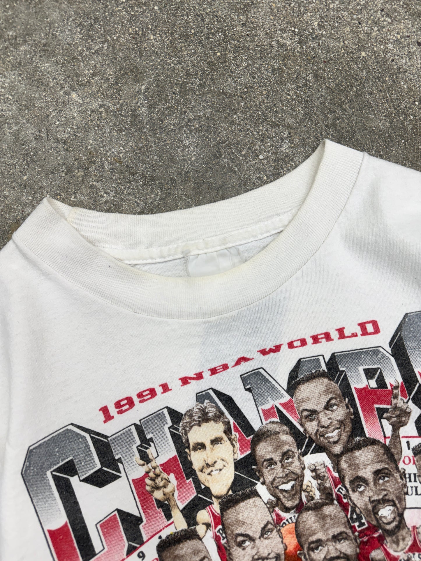(S) Vintage 1991 Chicago Bulls World Champions Big Head Tee Shirt