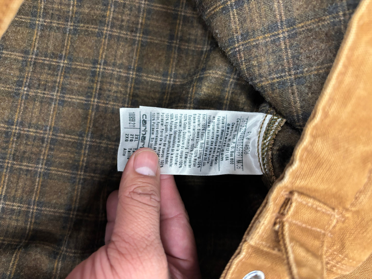 (XXL) Vintage 00s Iowa State Tan Carhartt Detroit Jacket Blanket Lined