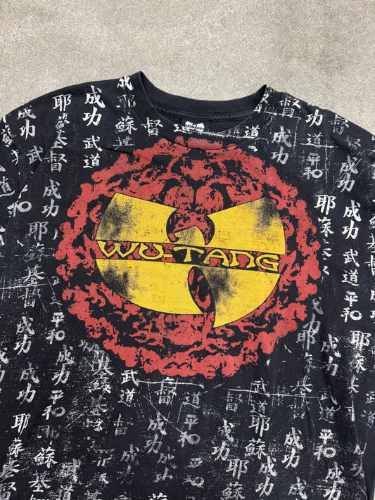 (XL) Vintage Wu-Tang Clan Chinese Lettering AOP Band Tee Shirt