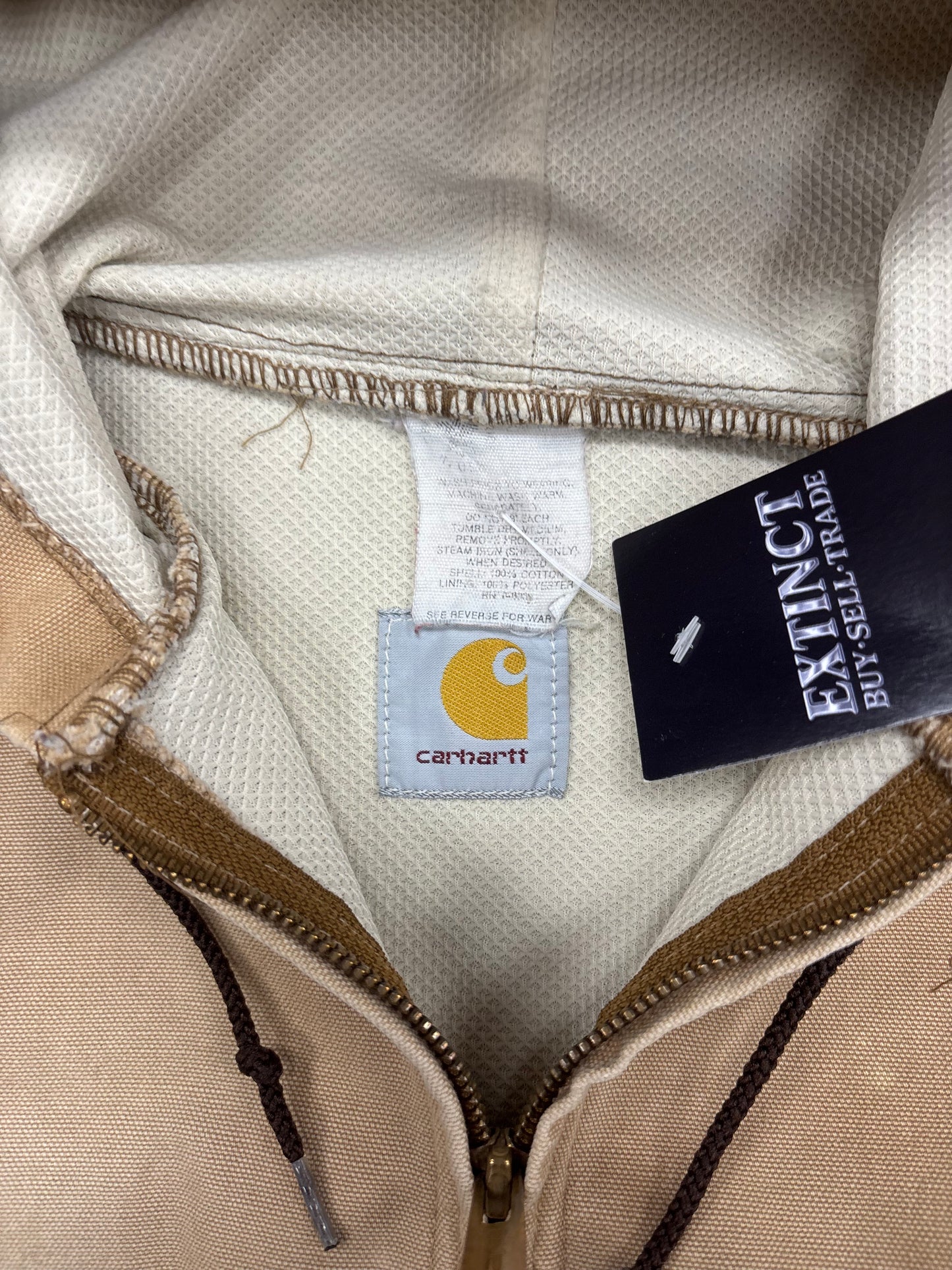 (M) Vintage 90s Carhartt Hooded Jacket Waffle Lined