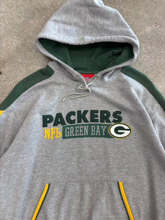 (L) Vintage 00s NFL Green Bay Packers Green/Grey Hoodie