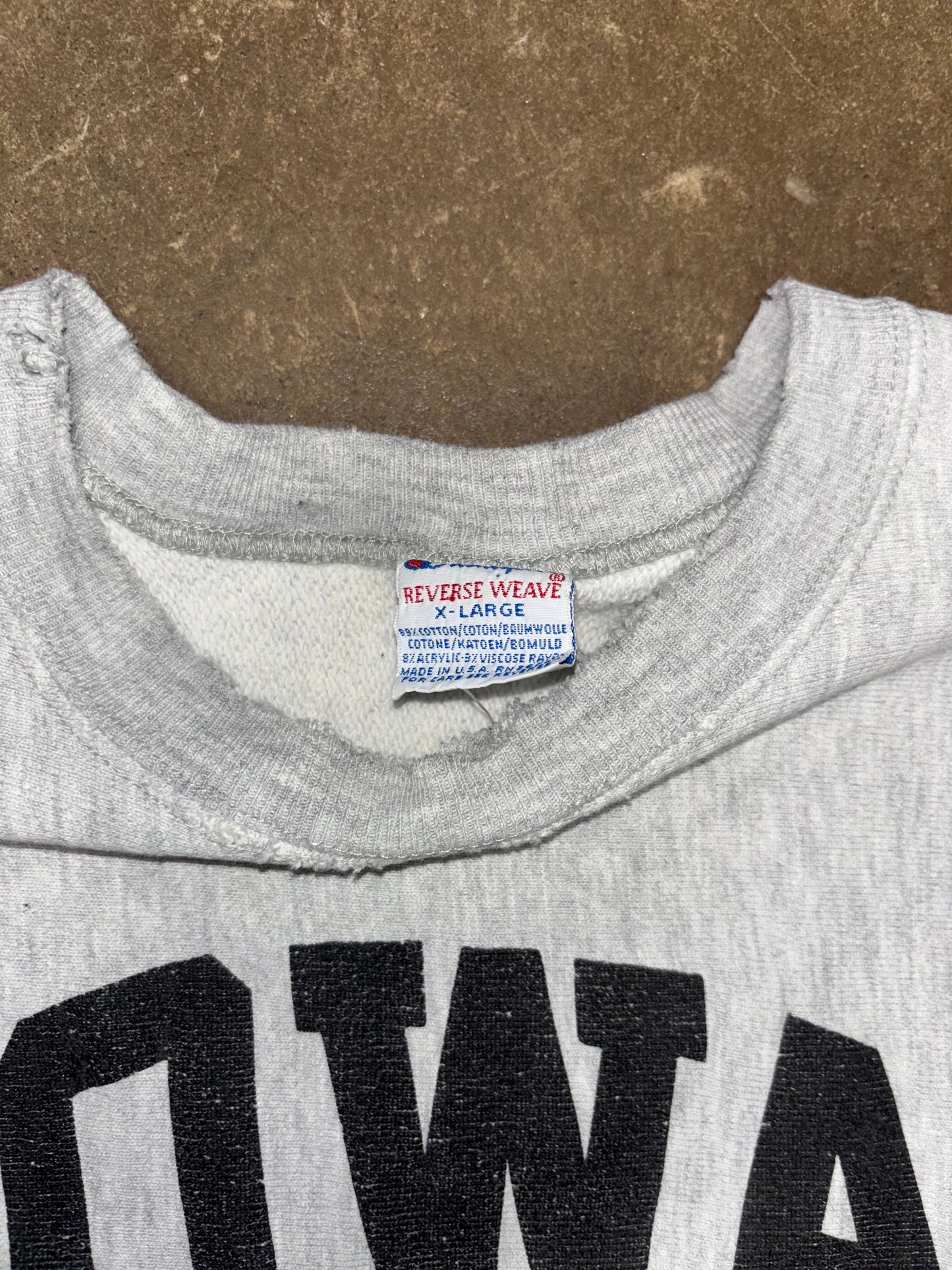 (L) Vintage 90s Champion Reverse Weave Iowa Wrestling Crewneck