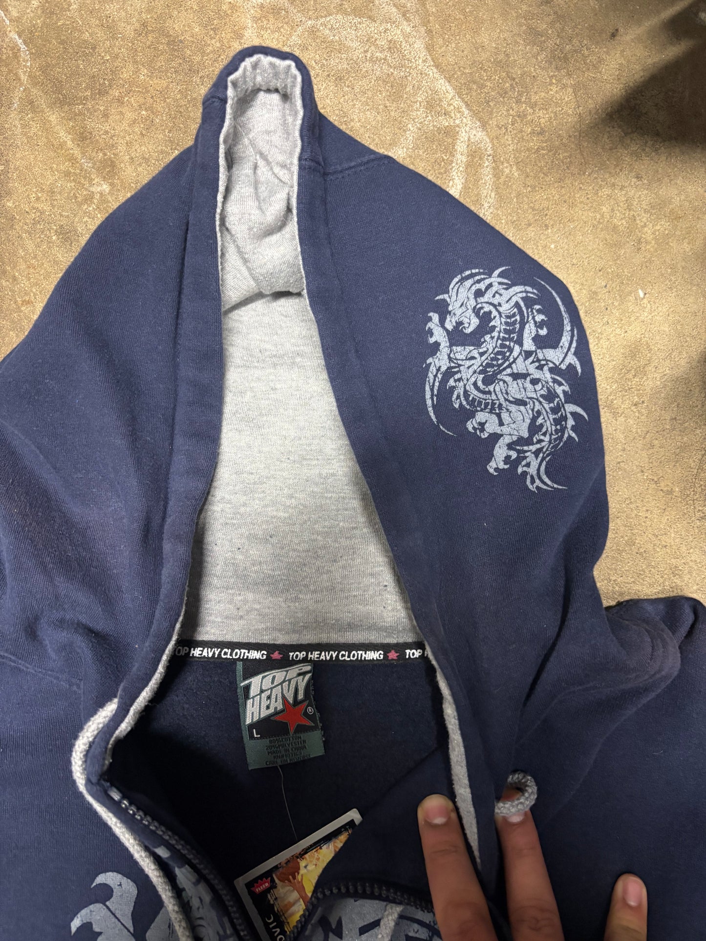 (XL) Vintage Y2K Top Heavy Dragon Skating Zip Up Hoodie