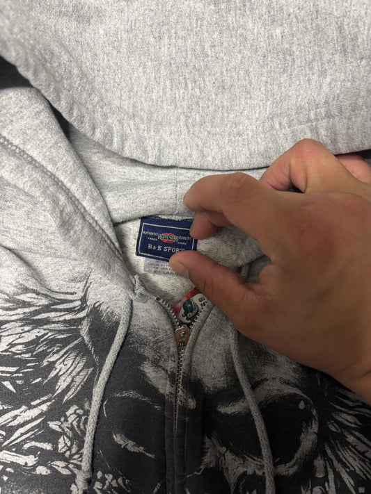 (XXL) Vintage Y2K MMA Elite Grey Zip Up Hoodie