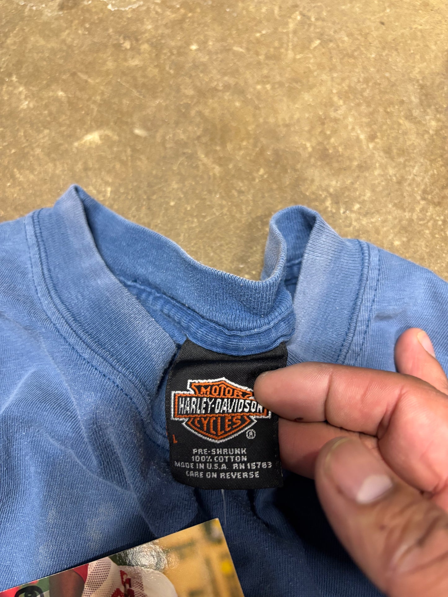 (L) Vintage 90s Harley Davidson Bears & Bikes Blue Faded T-Shirr