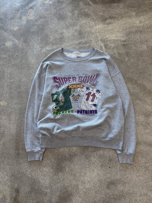 (XL) Vintage Packers VS. Patriots Superbowl XXXI Crewneck