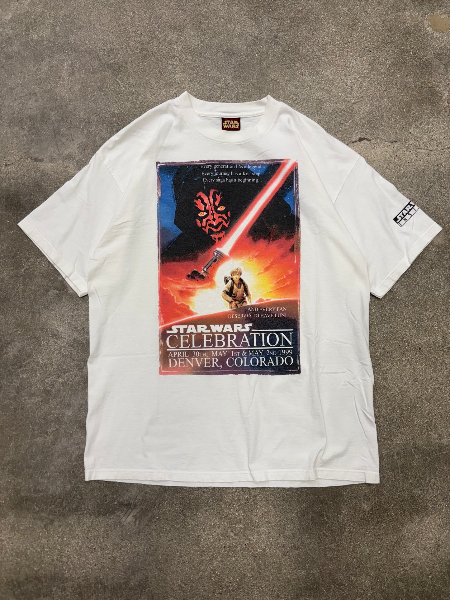 (L) Vintage Star Wars Ep. 1 The Phantom Menace Movie Promo Release Date Tee Shirt