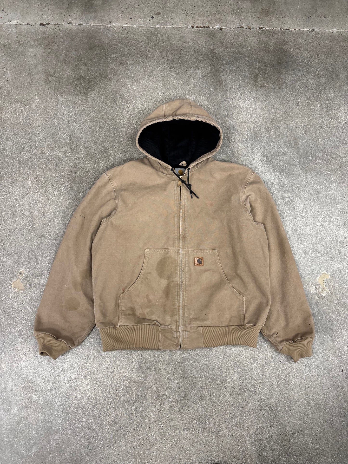 (L) Vintage 00s Tan Carhartt Hooded Jacket Quilt Lined