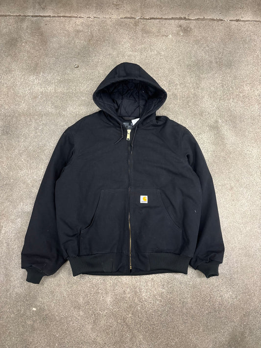 (L) Black Carhartt Hooded Jacket Quilt Lined