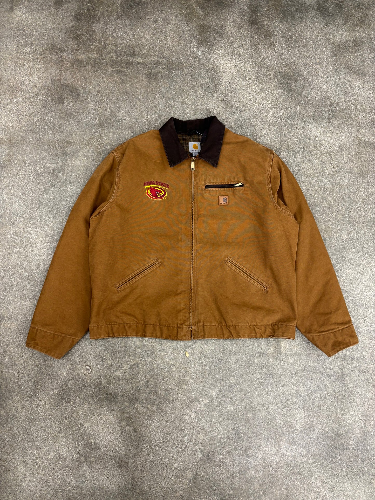 (XXL) Vintage 00s Iowa State Tan Carhartt Detroit Jacket Blanket Lined