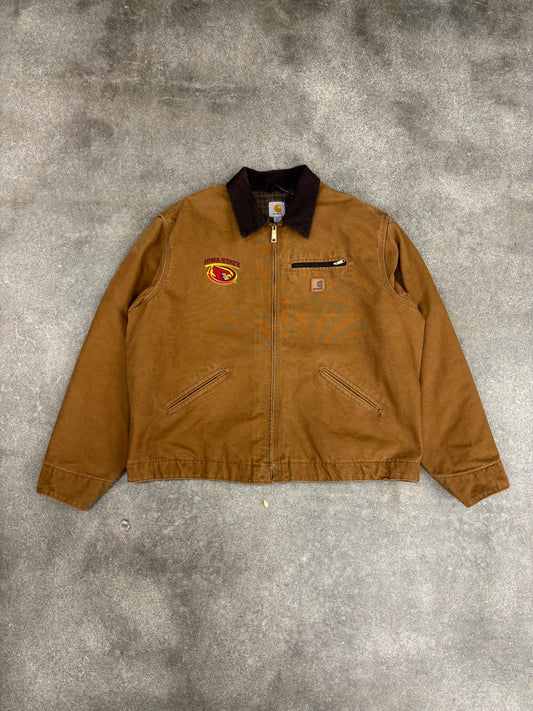 (XXL) Vintage 00s Iowa State Tan Carhartt Detroit Jacket Blanket Lined
