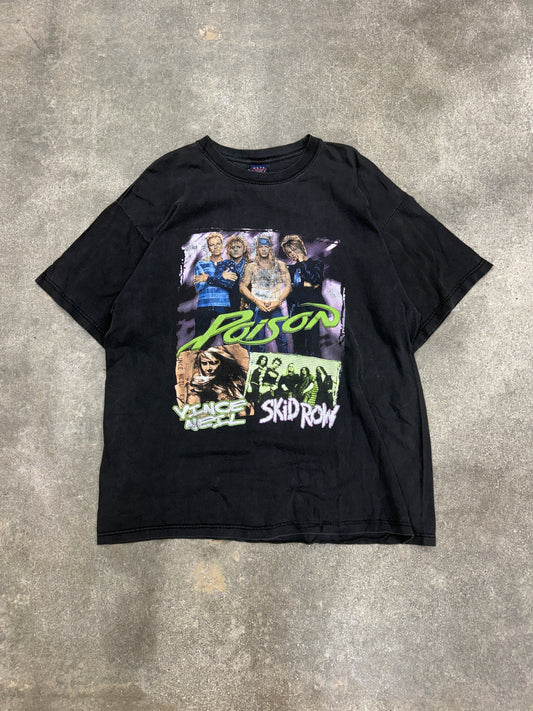 (XL) Vintage Poison “Harder, Louder, Faster World Tour” FT. Vince Neil & Skid Row Band Tee Shirt