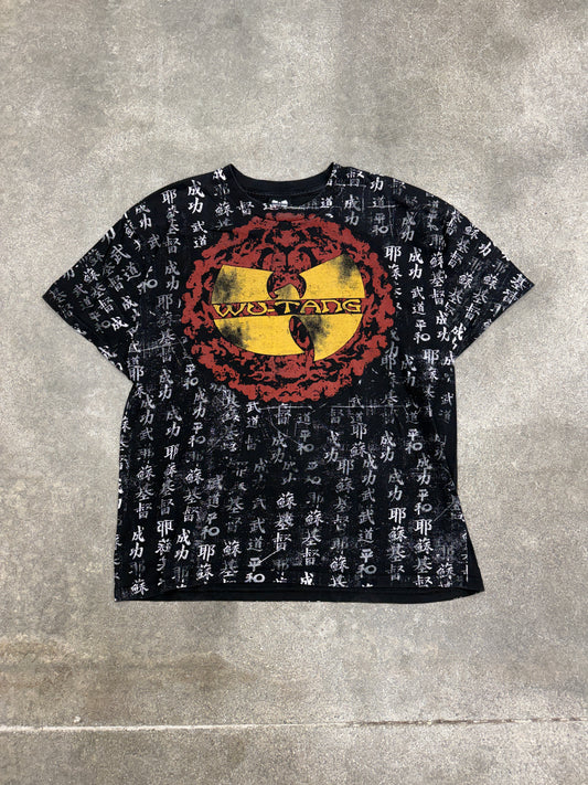 (XL) Vintage Wu-Tang Clan Chinese Lettering AOP Band Tee Shirt