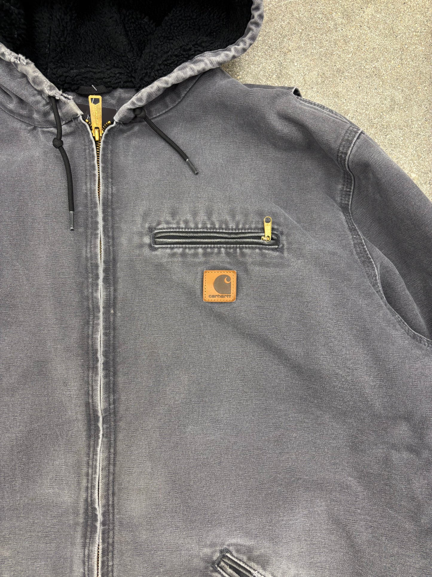 (XXL) Vintage 00s Light Grey Carhartt Hooded Fleece Lined