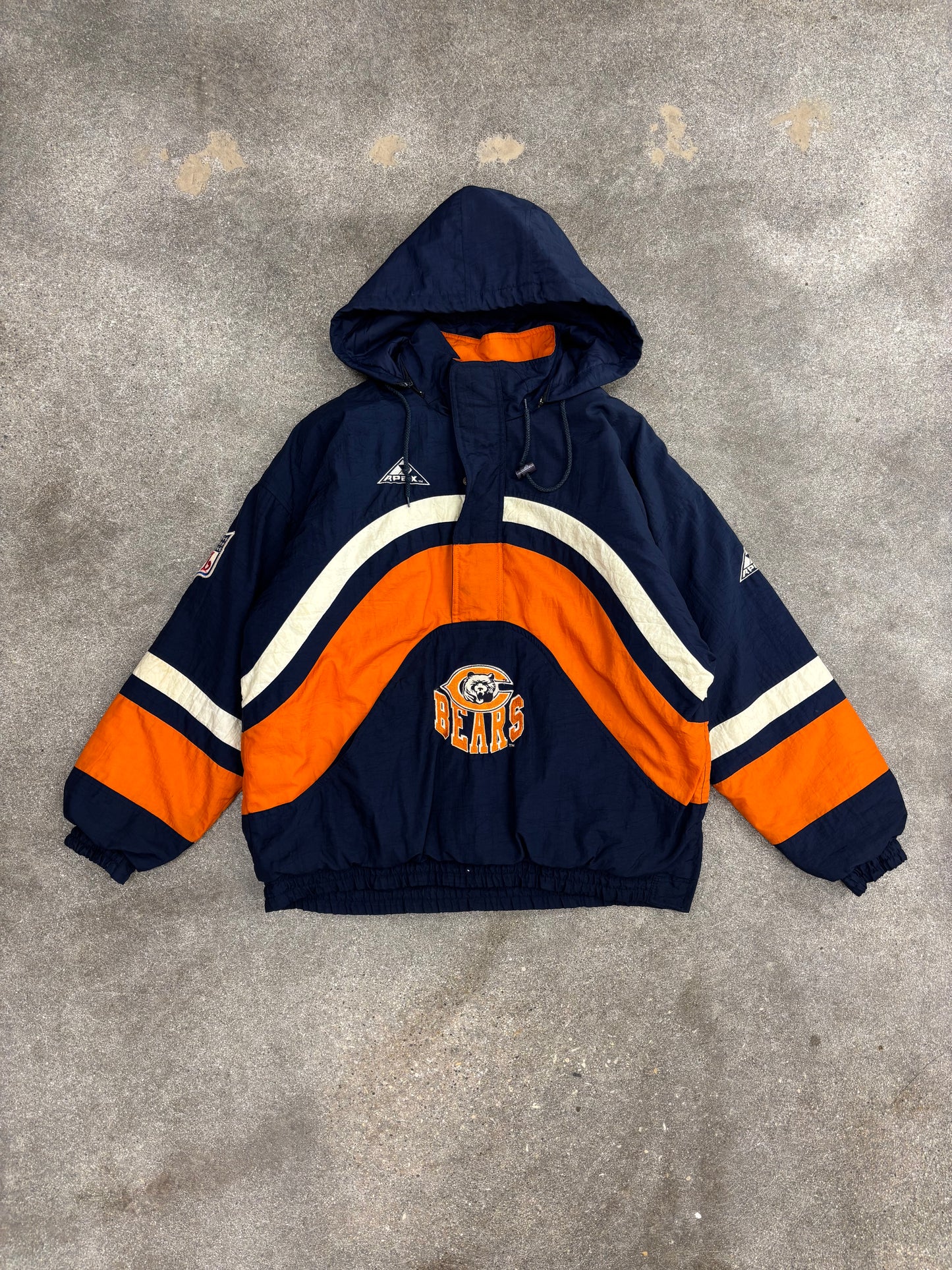 (M) Vintage 90s Apex Chicago Bears 1/4 Zip Up Puffer Jacket