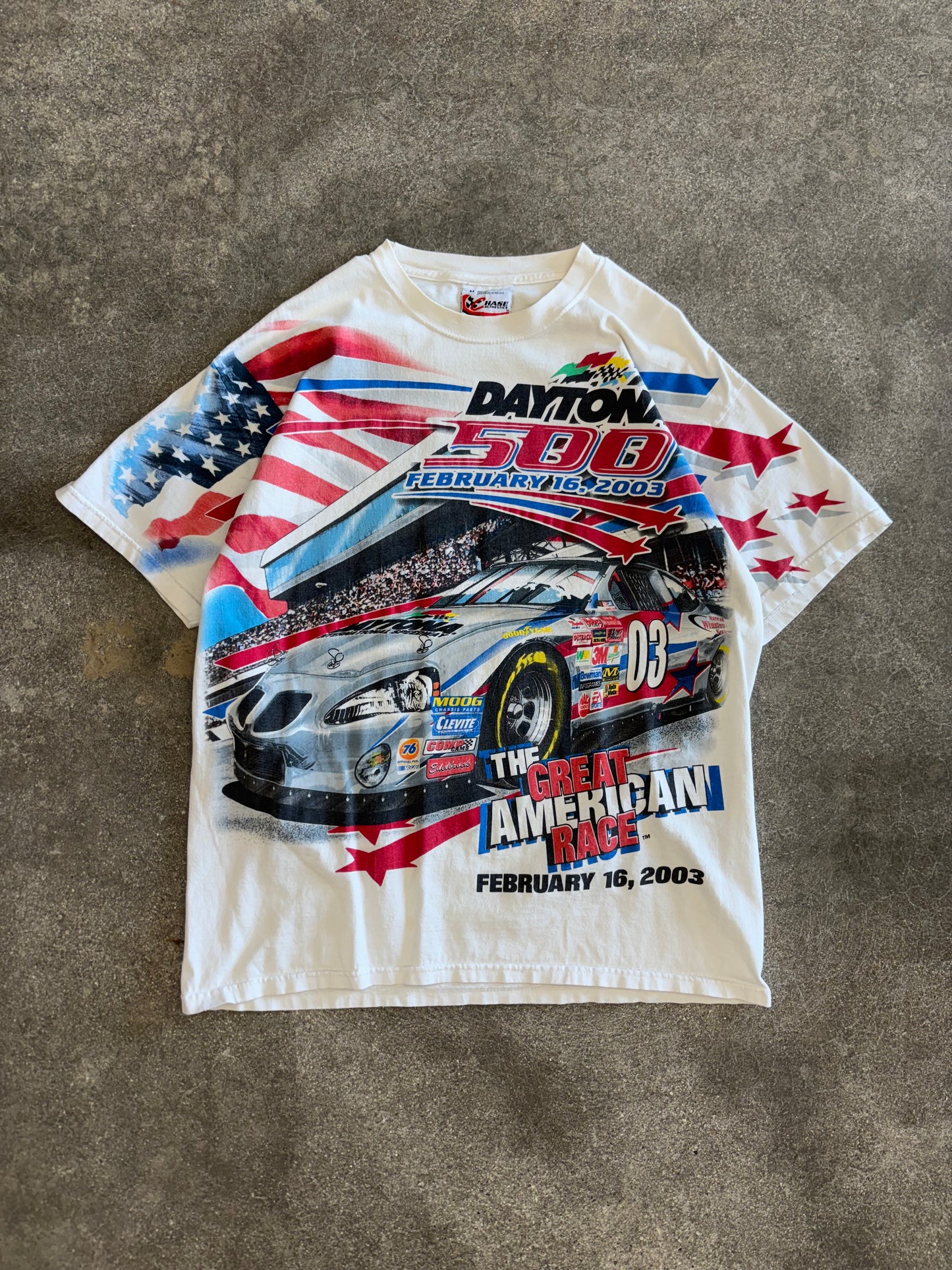 (L) Vintage 2003 NASCAR Daytona 500 White AOP