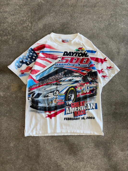 (L) Vintage 2003 NASCAR Daytona 500 White AOP