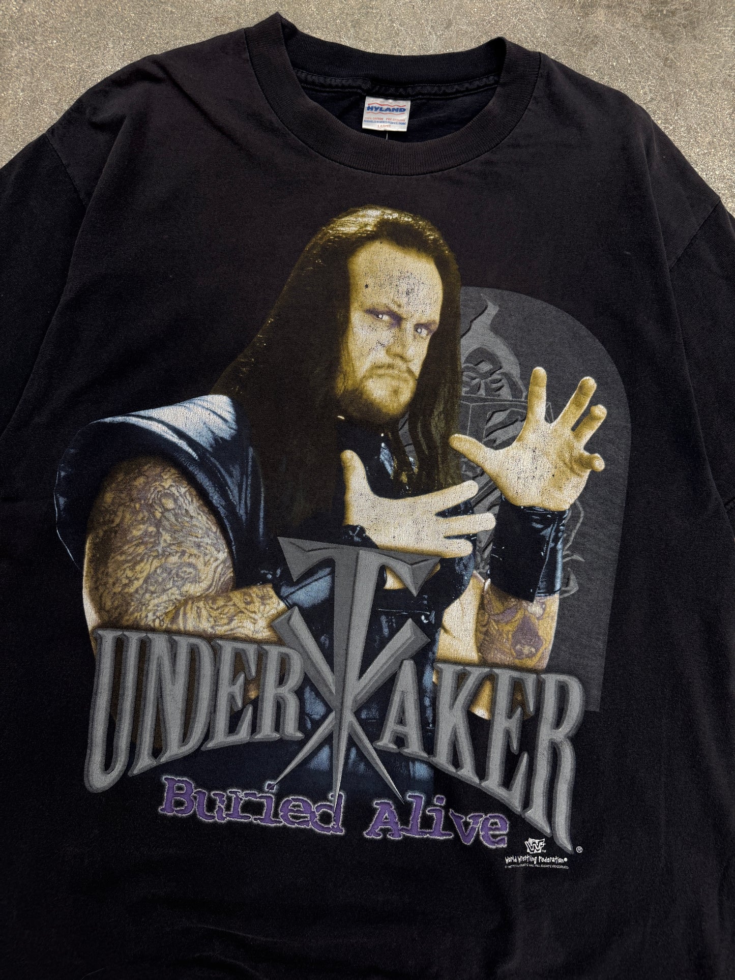 (L) Vintage WWF The Undertaker Buried Alive Tee Shirt
