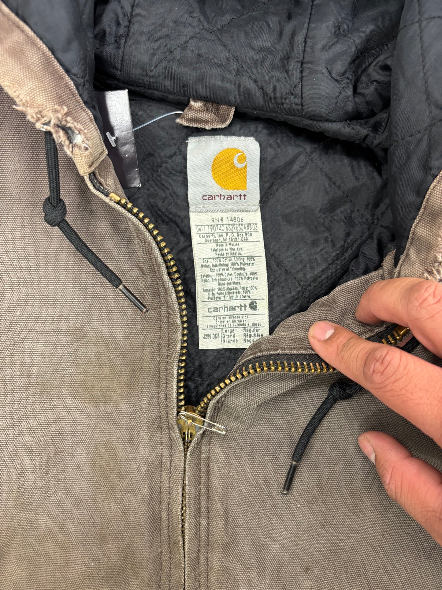 (XXL) Vintage 00s Tan Carhartt Jacket Quilted Hooded