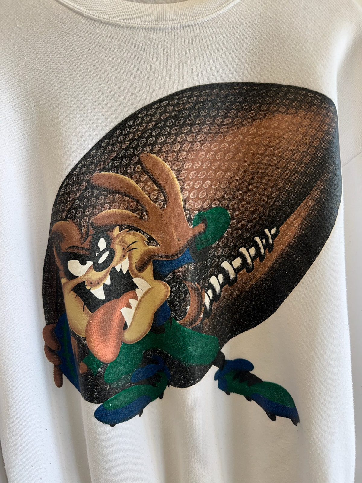 (L) Vintage Looney Tunes Taz Football Crewneck