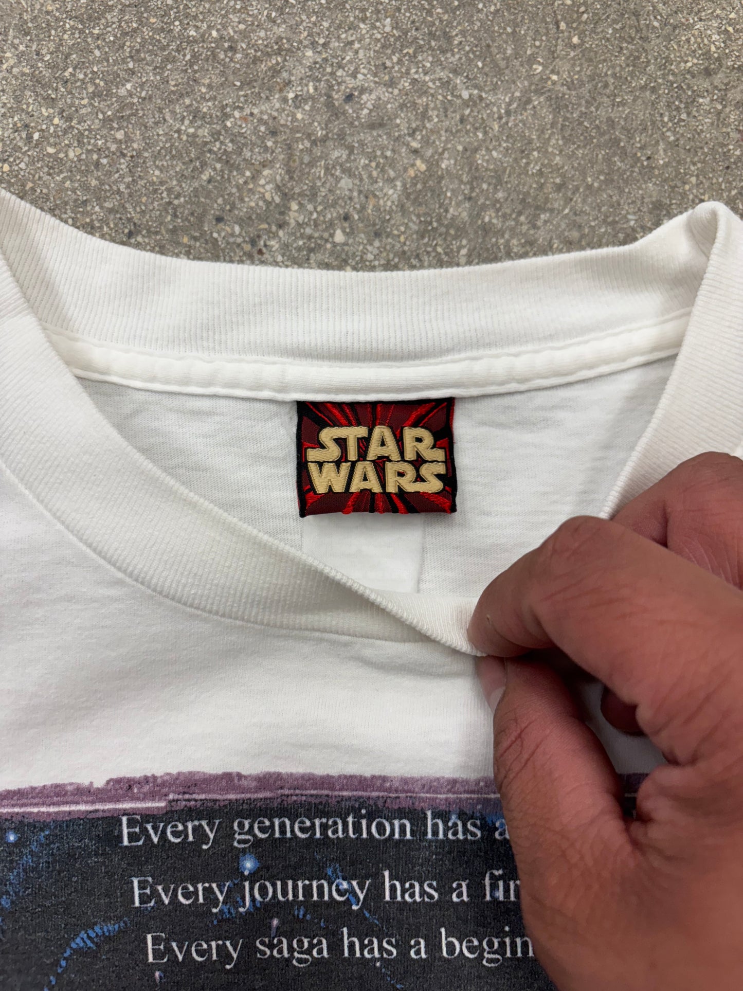 (L) Vintage Star Wars Ep. 1 The Phantom Menace Movie Promo Release Date Tee Shirt