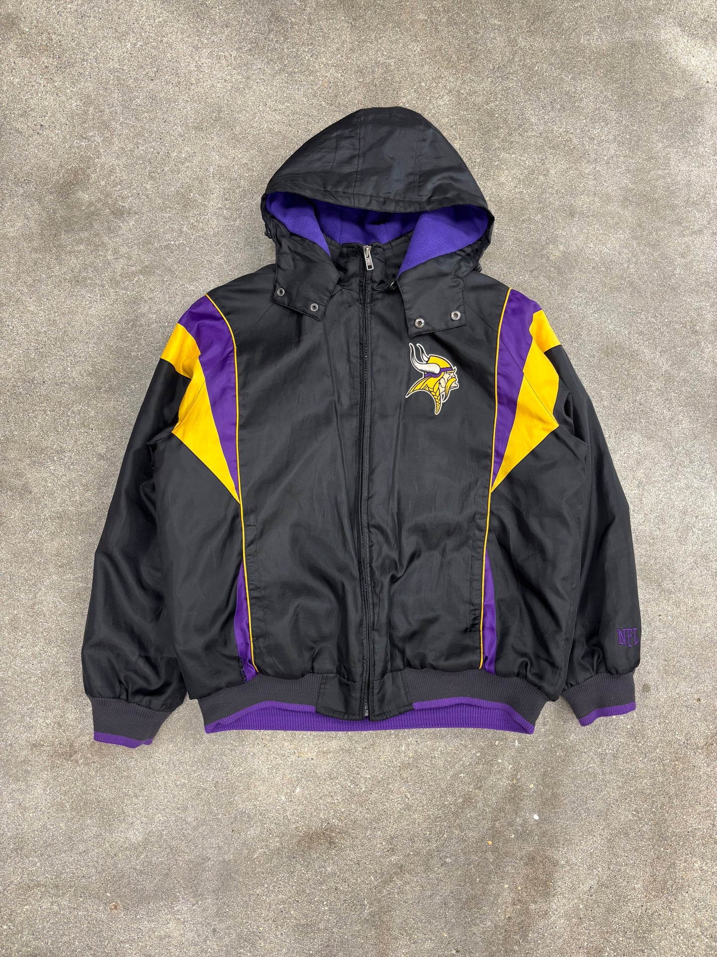 (L) NFL Minnesota Vikings Black Zip Up Jacket