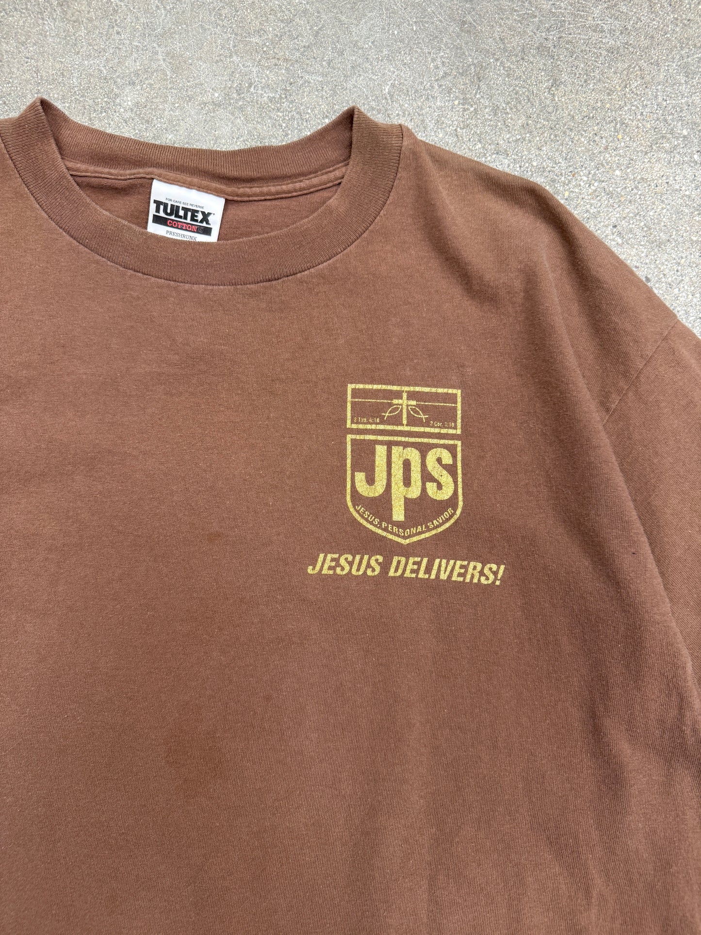 (XL) Vintage UPS Spinoff Jesus Tee “JPS” Jesus Delivers Tee Shirt