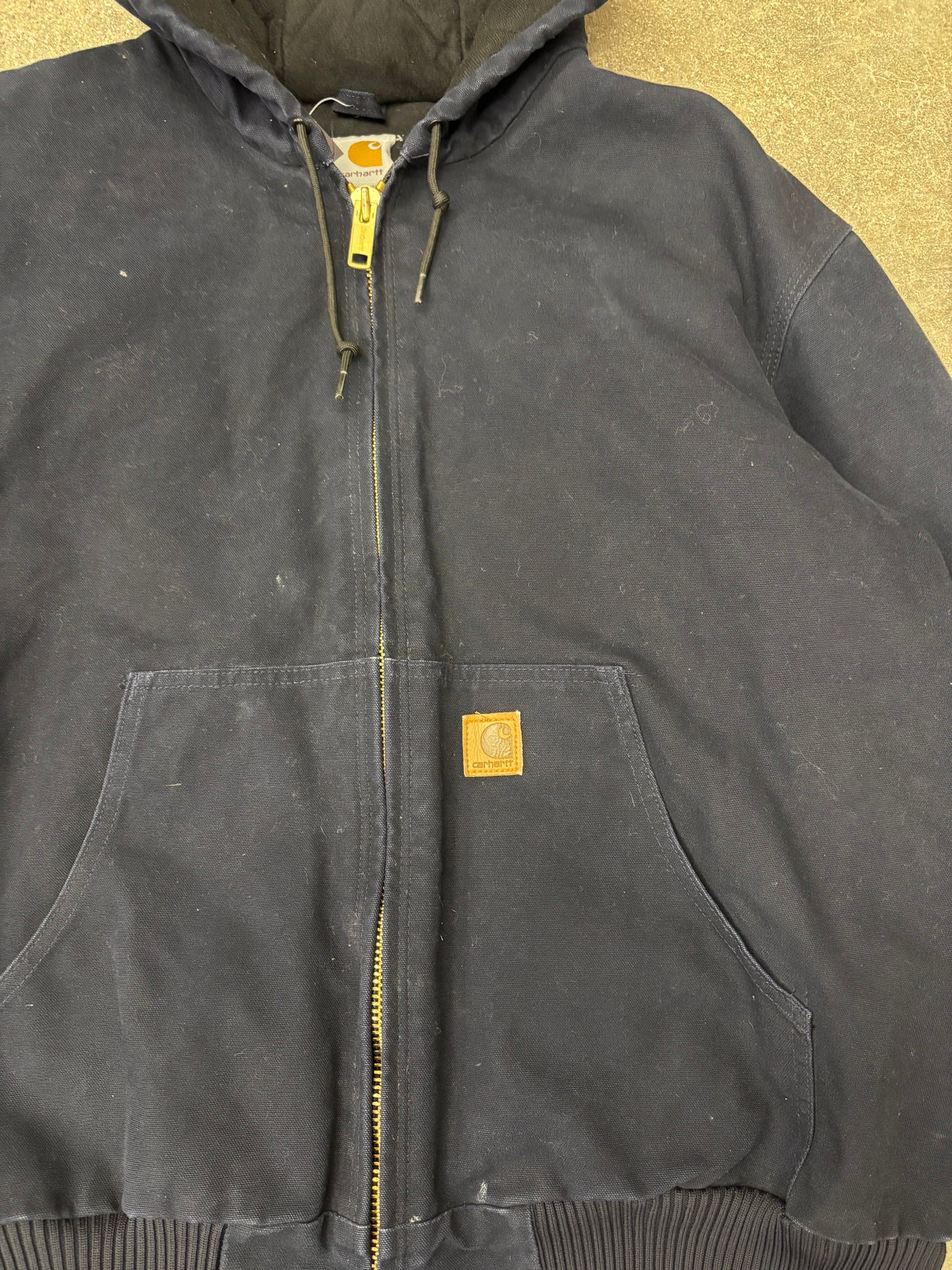(L) Vintage 00s Carhartt Navy Hooded Quilt Lined