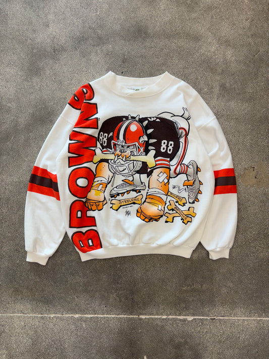 (XL) Vintage 1988 Cleveland Browns “Dawg” AOP Crewneck