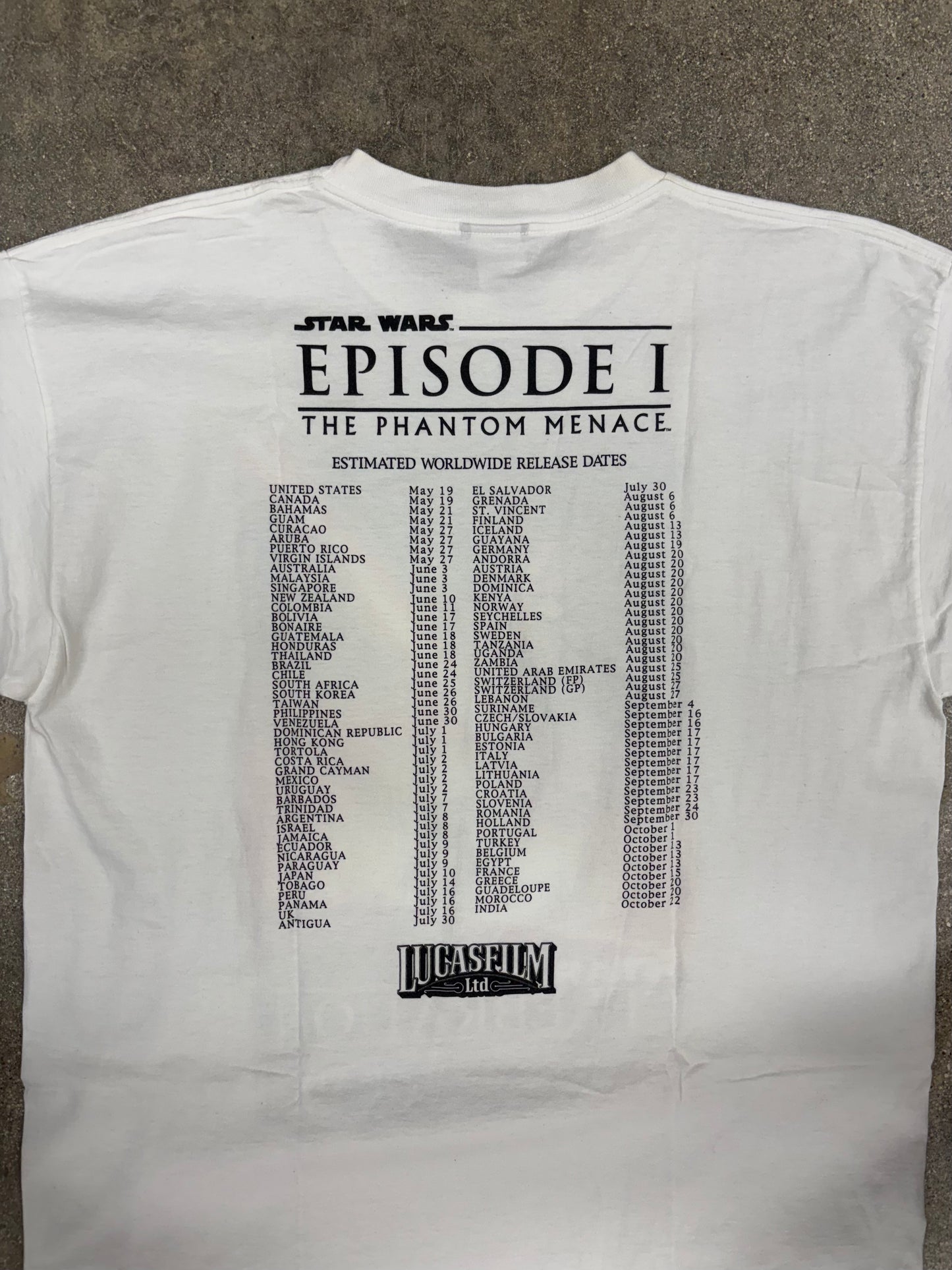 (L/XL) Vintage Star Wars Ep. 1 The Phantom Menace Movie Promo Release Date Tee Shirt