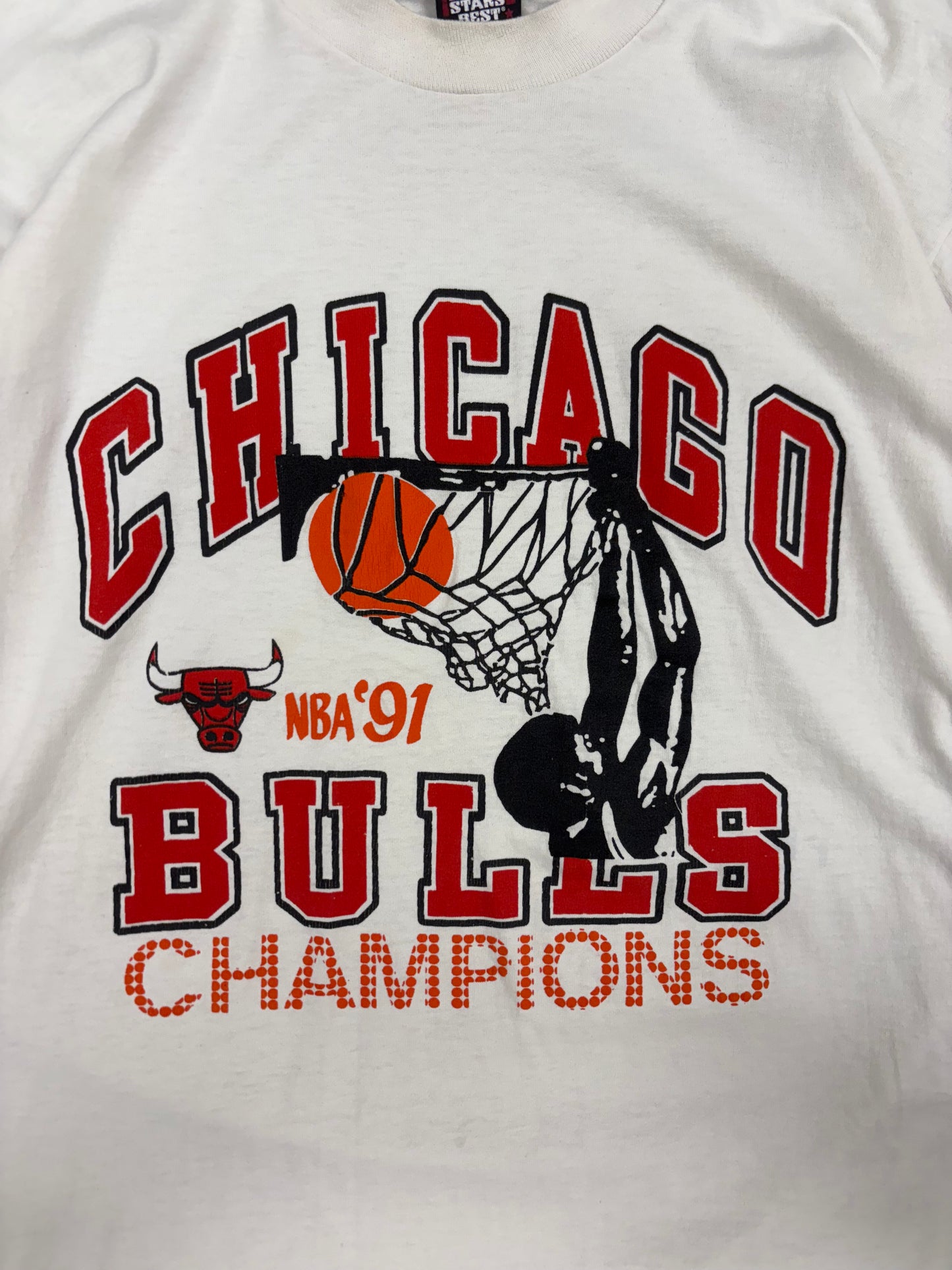 (L) Vintage 1991 Chicago Bulls Dunking Nba Champions Tee Shirt