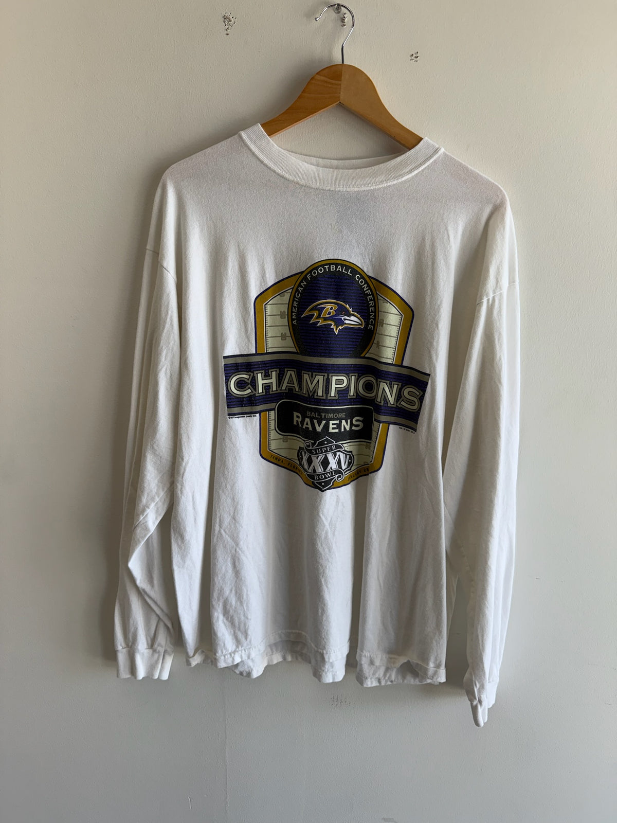 (XL) Vintage Baltimore Ravens Superbowl XXXV Champions longsleeve shirt