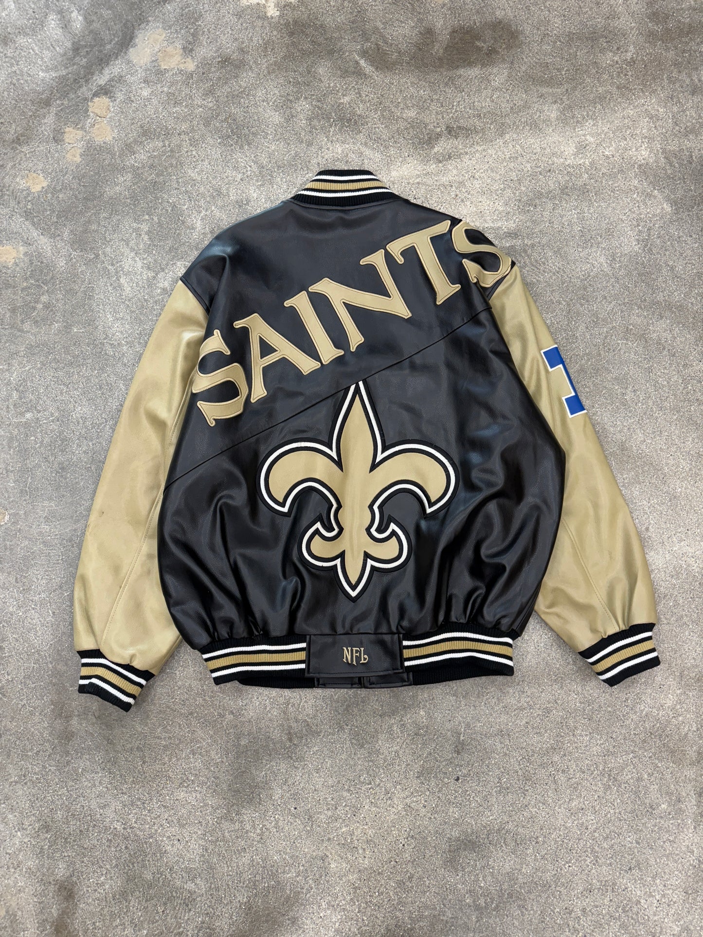 (XL) Vintage NFL Saints Leather Jacket