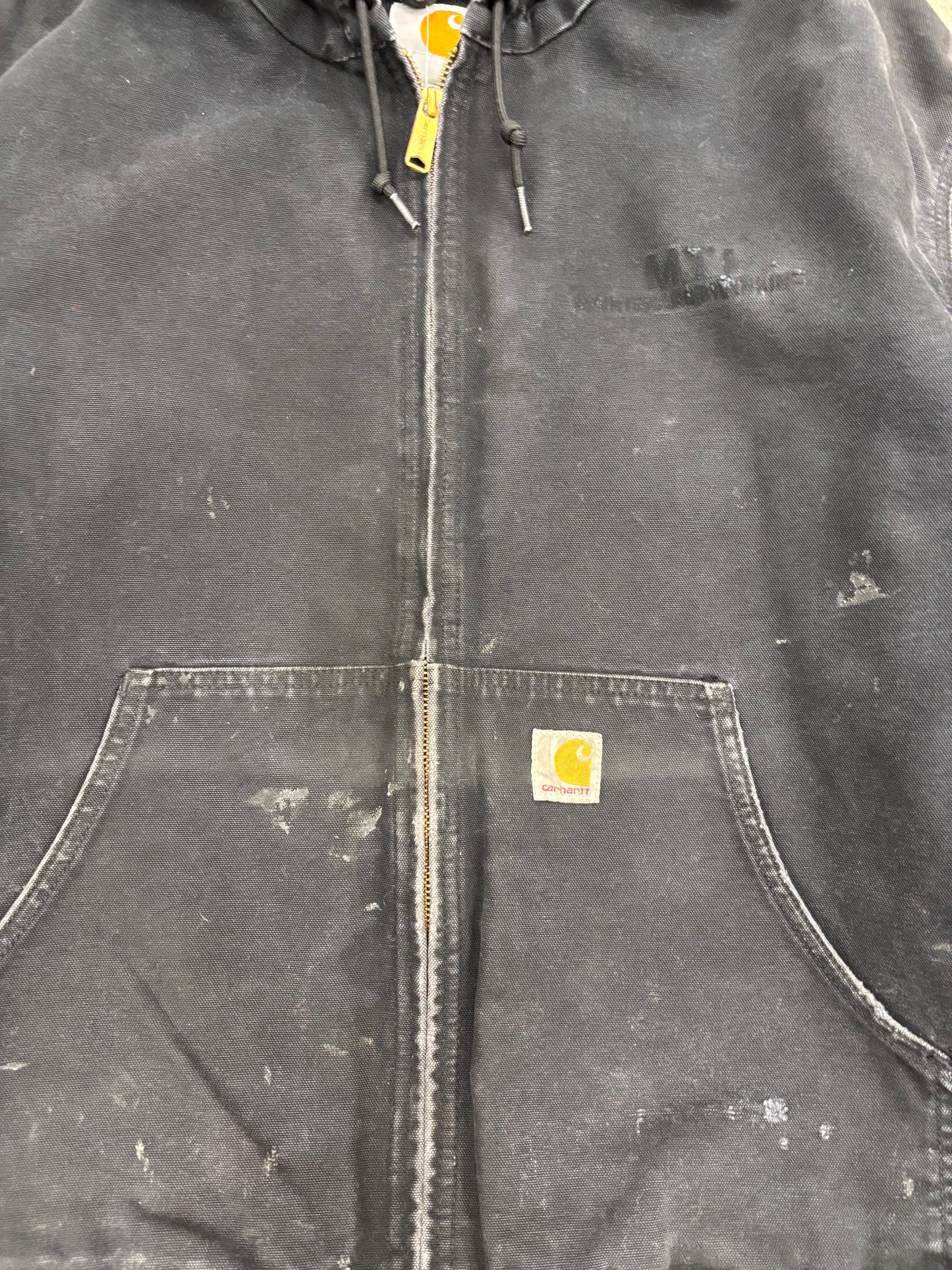(XL) Vintage 00s Black Carhartt Hooded Jacket Waffle Lined