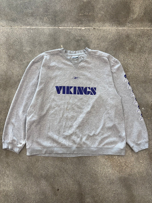 (XXL) Vintage 00s Reebok Minnesota Vikings Grey Crewneck