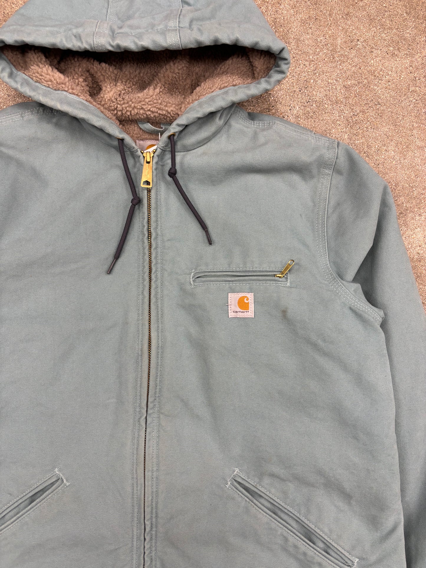 (M) Vintage 00s Light Blue Carhartt Hooded Jacket Fleece Lined