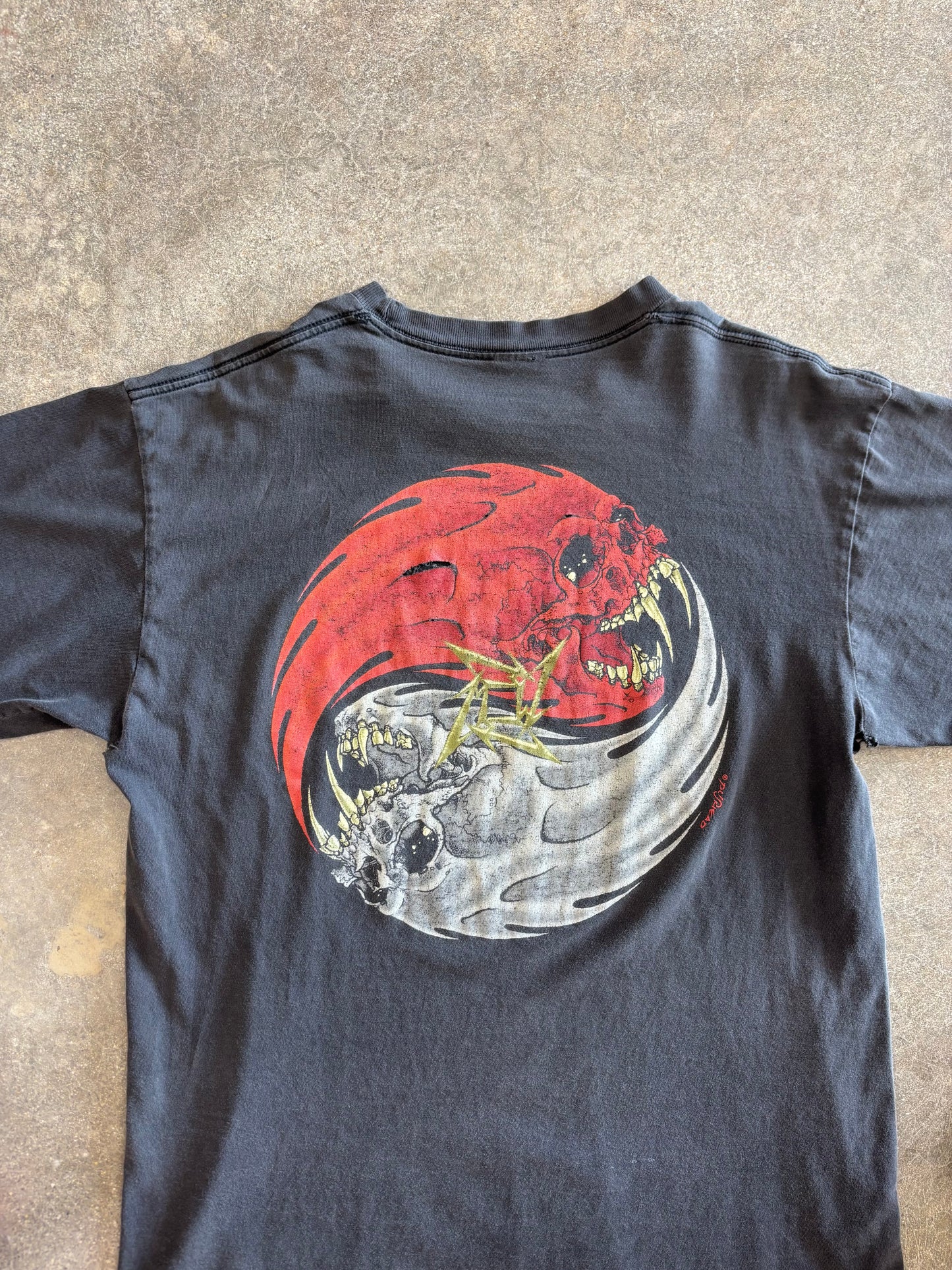 (XL) Vintage 90s Metallica Pushead Black Faded T-Shirt