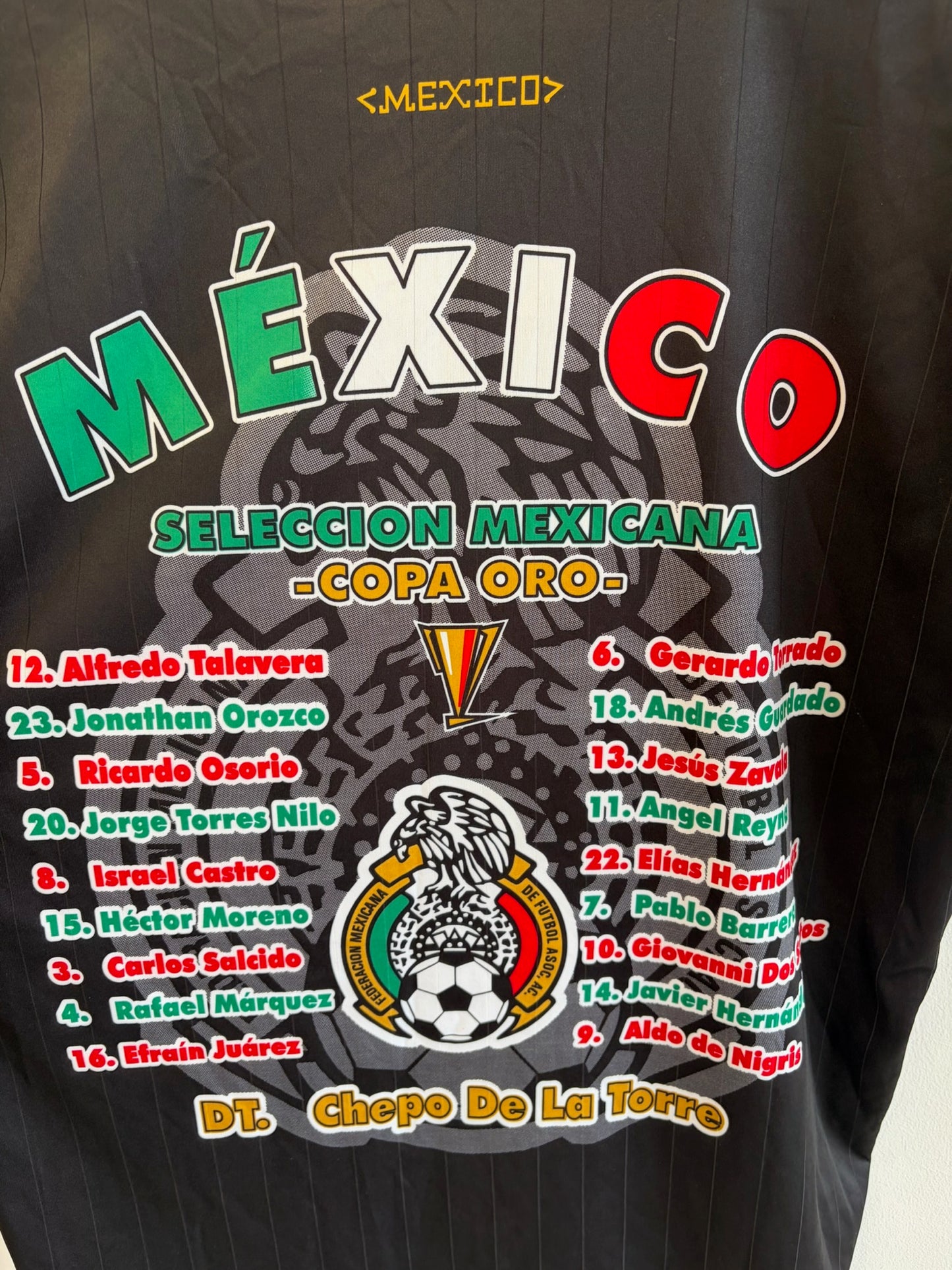 (XL) 2011 Mexico Concacaf Gold Cup Chicharito & De Nigris AOP Jersey