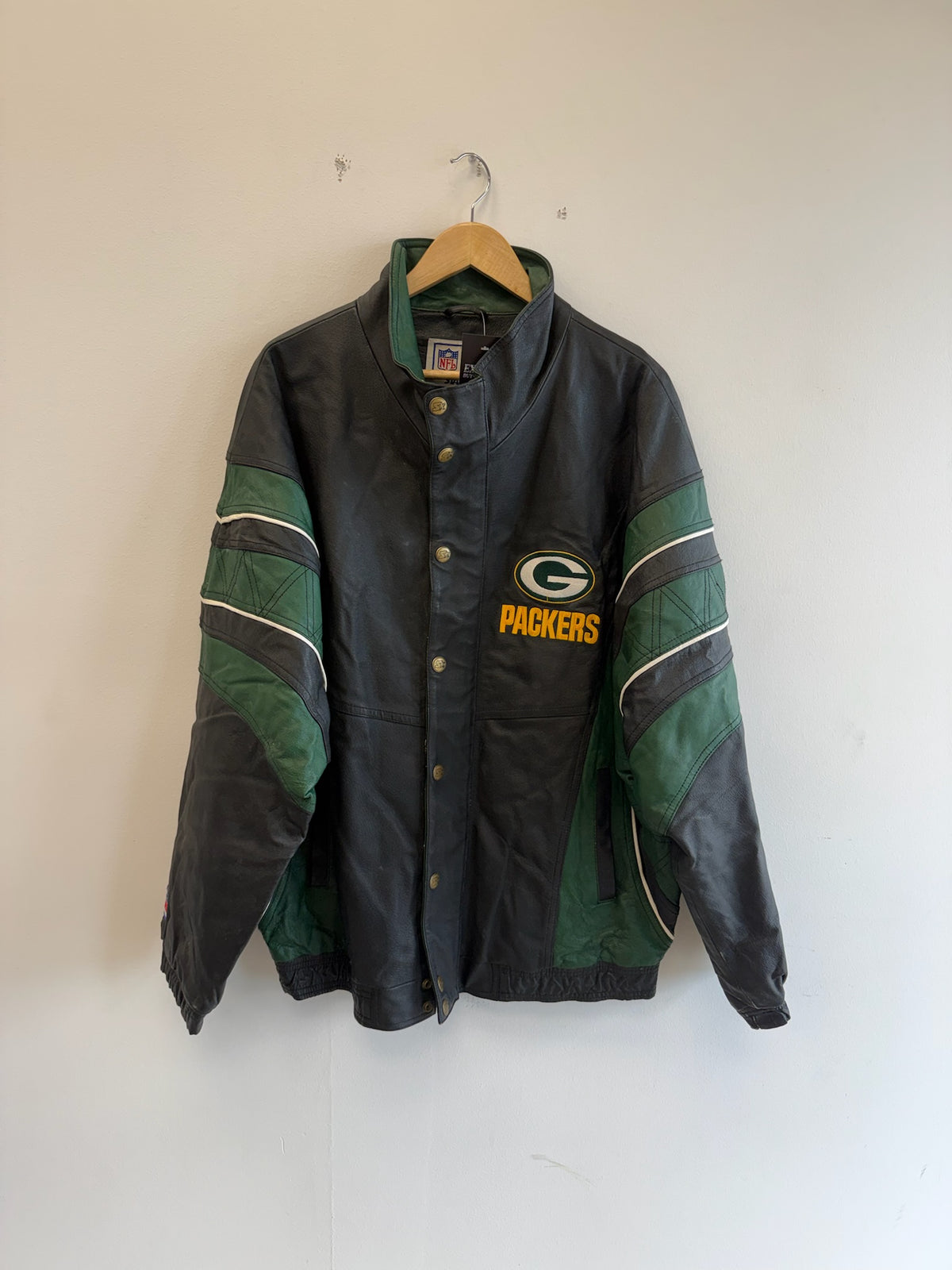(XL) Green Bay Packers Pro Line Leather Jacket
