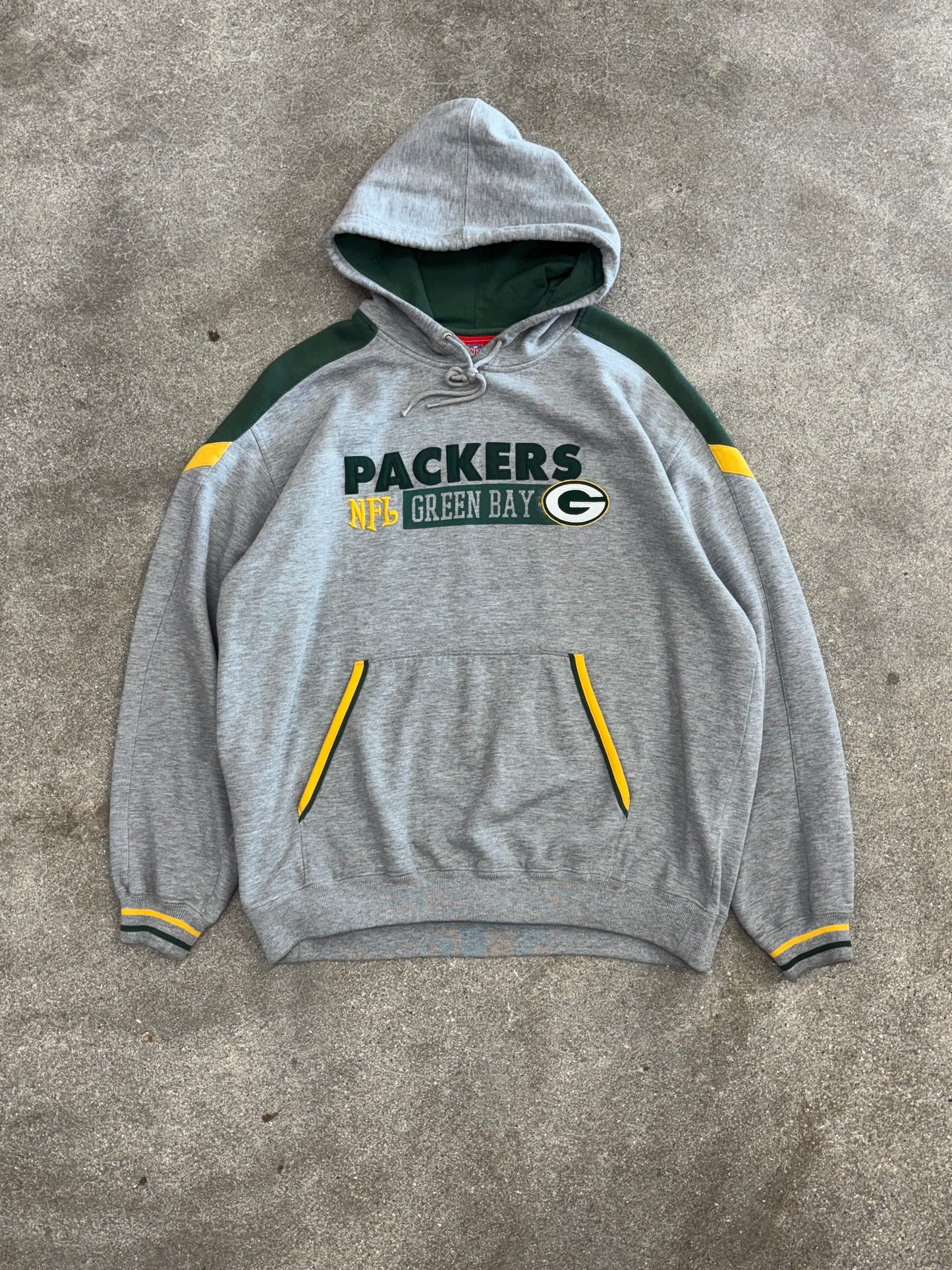(L) Vintage 00s NFL Green Bay Packers Green/Grey Hoodie