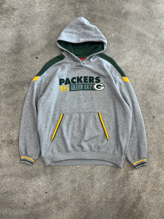 (L) Vintage 00s NFL Green Bay Packers Green/Grey Hoodie