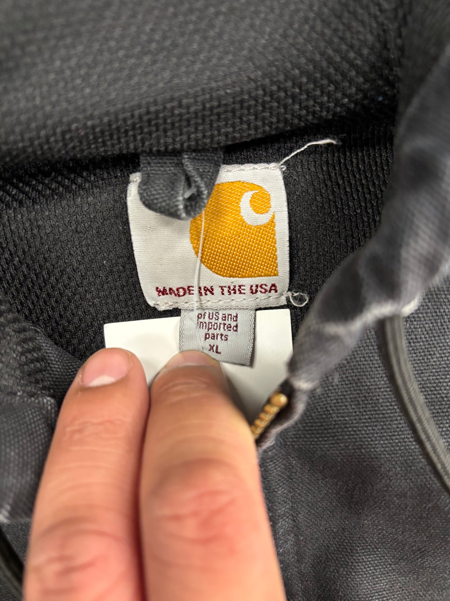 (XL) Vintage 00s Black Carhartt Hooded Jacket Waffle Lined