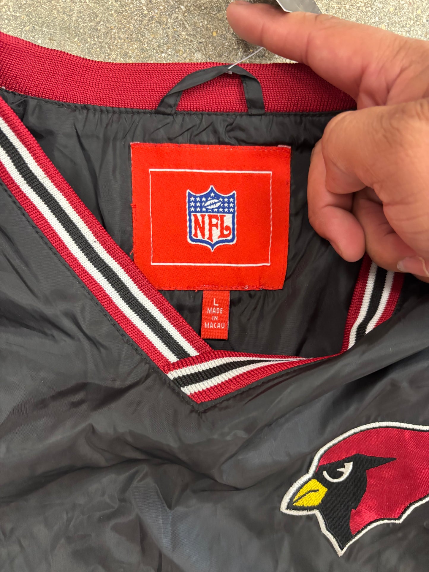 (L) Vintage 00s NFL Arizona Cardinals Black Pullover Lightweight Jacket