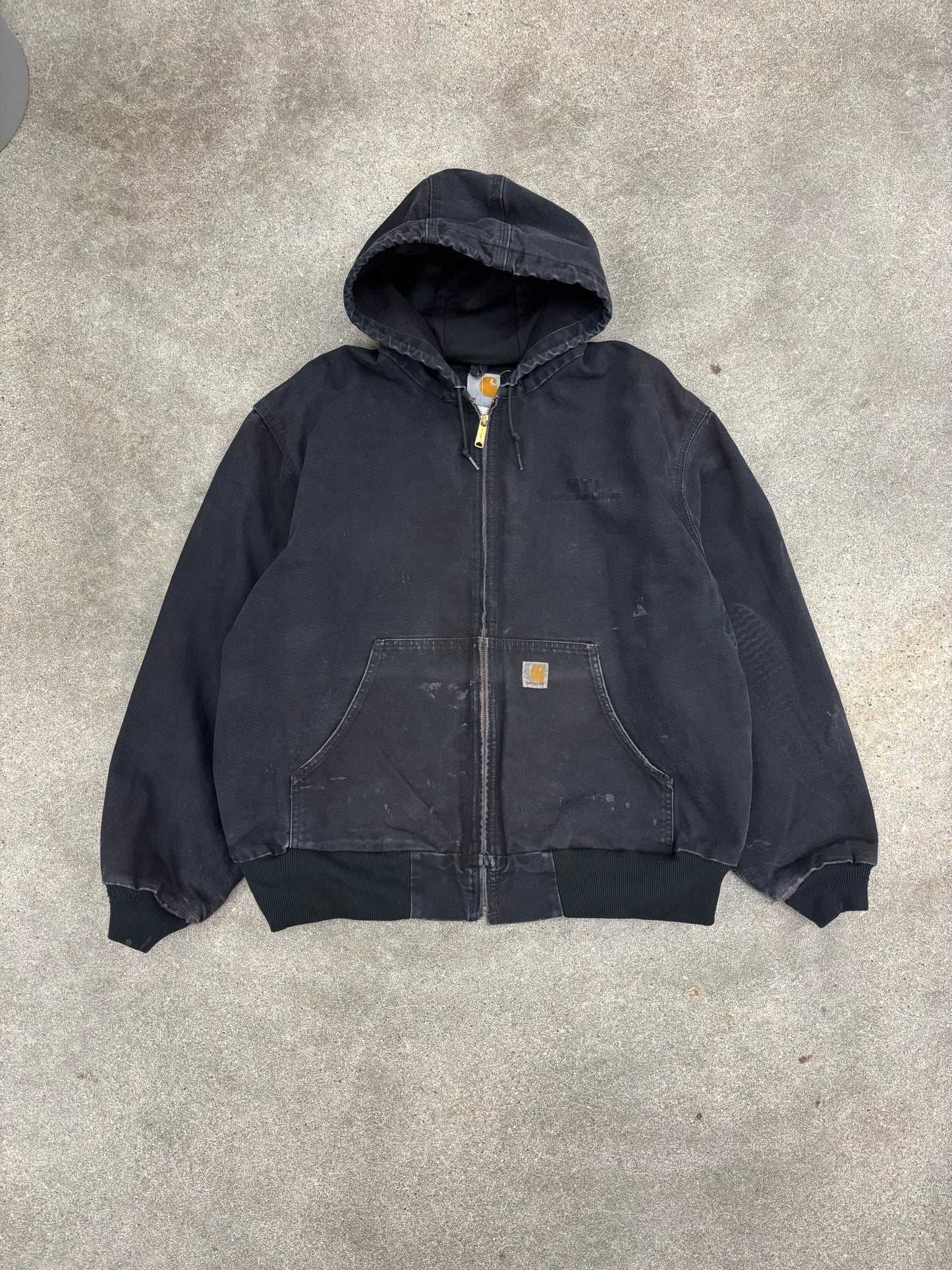 (XL) Vintage 00s Black Carhartt Hooded Jacket Waffle Lined