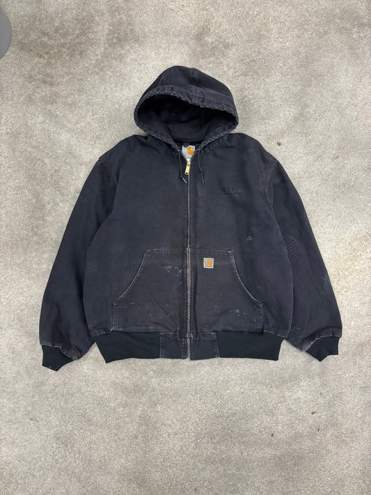 (XL) Vintage 00s Black Carhartt Hooded Jacket Waffle Lined