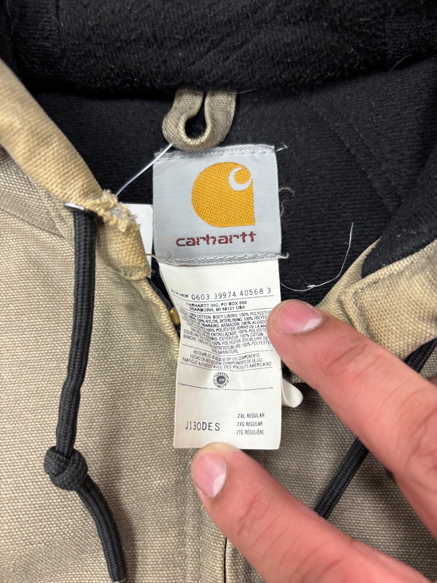 (XXL) Vintage 00s Tan Carhartt Jacket Quilted Hooded