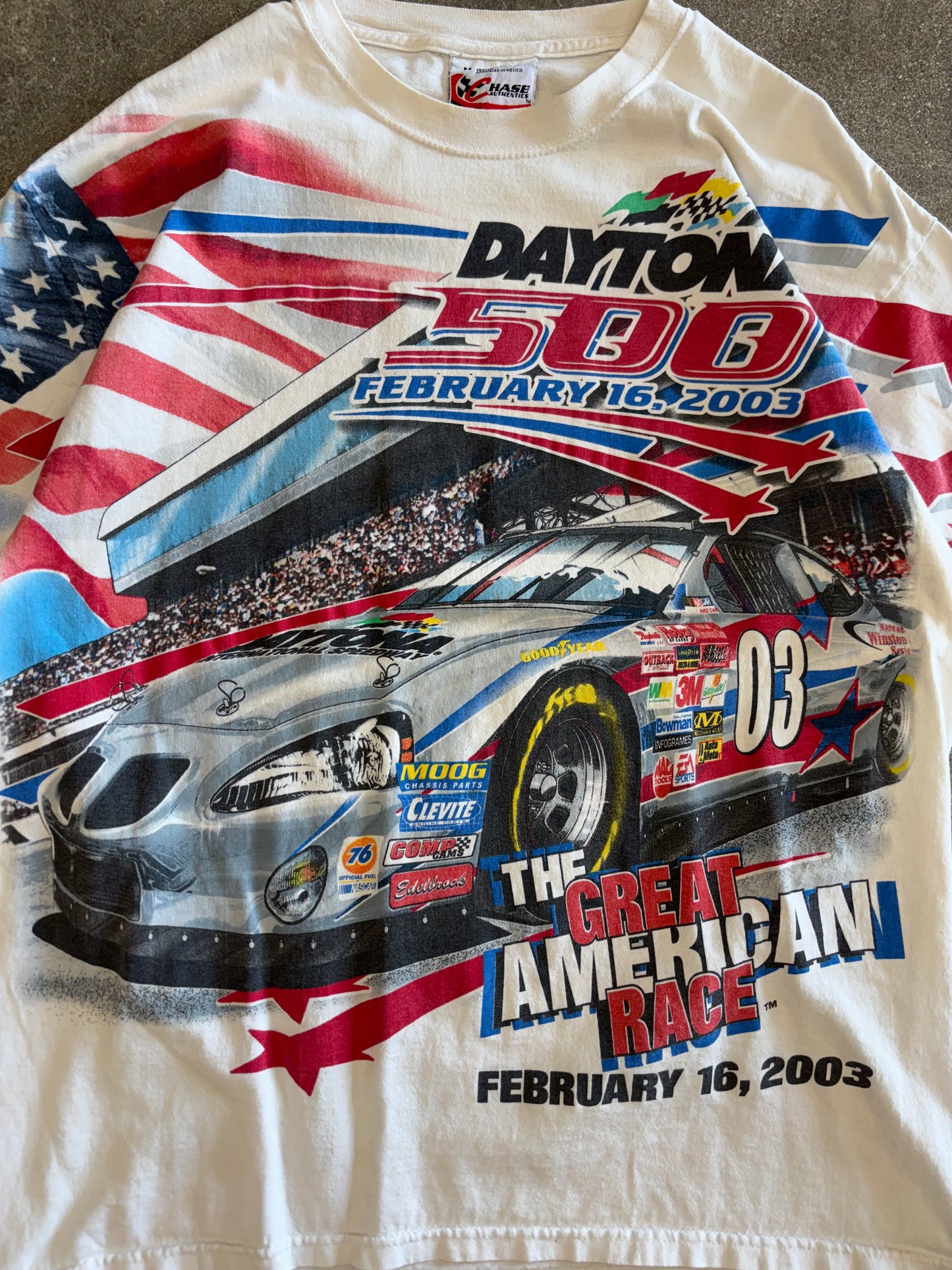 (L) Vintage 2003 NASCAR Daytona 500 White AOP